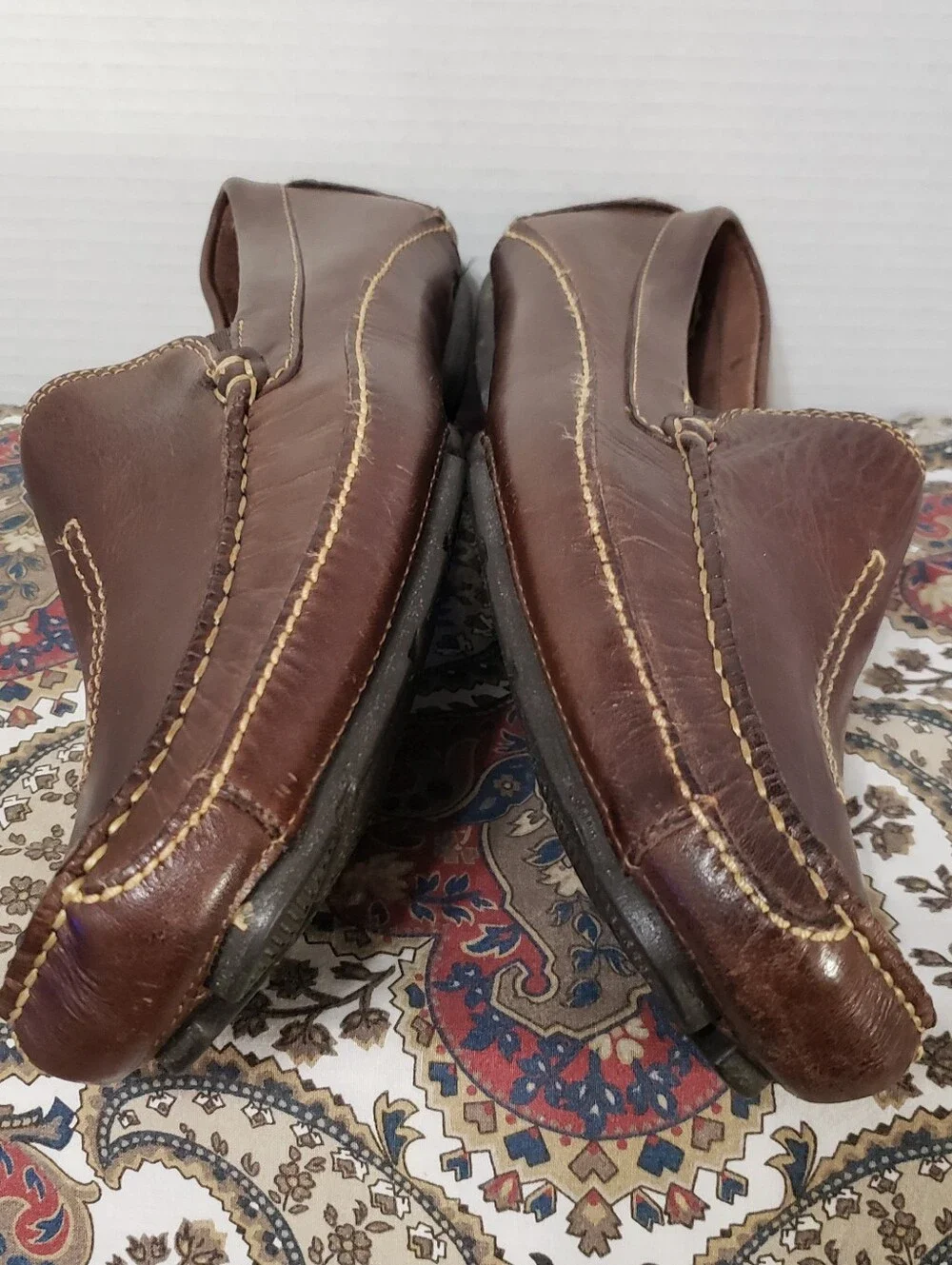 Clarks Mens Size 9M Penny Loafers Brown Leather Driving Mocs Shoes England